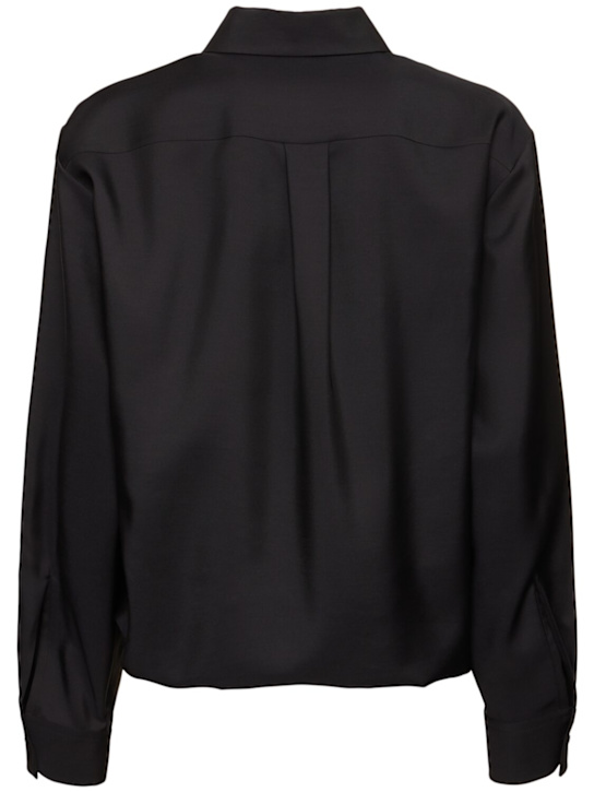 Valentino: Wool blend wrap shirt - Black - women_3 | Luisa Via Roma