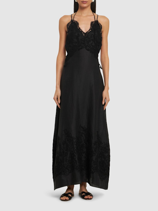 Ermanno Scervino: Linen long dress w/lace details - women_1 | Luisa Via Roma