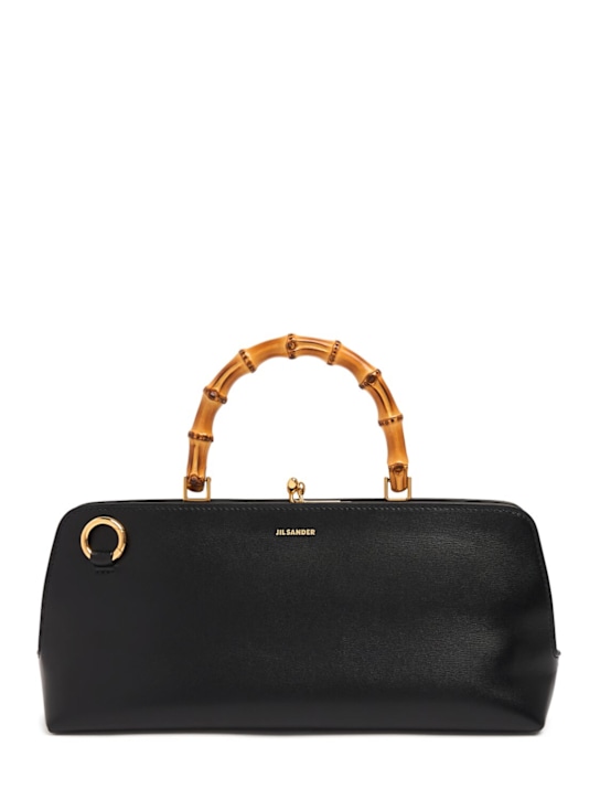 Jil Sander: Small Goji Bamboo palmellato leather bag - Black - women_0 | Luisa Via Roma