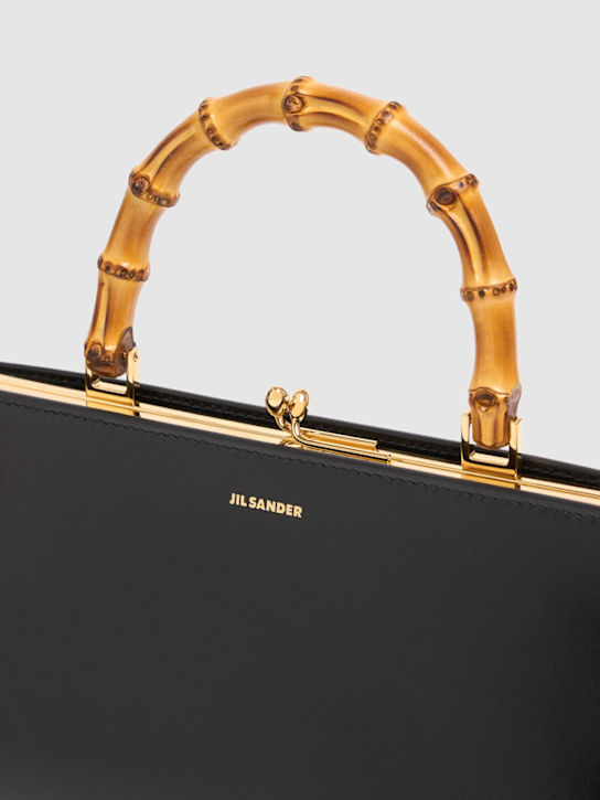 Jil Sander: Small Goji Bamboo palmellato leather bag - Black - women_4 | Luisa Via Roma