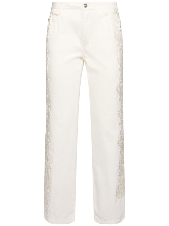 Embroidered mid rise boyfriend jeans - Thumbnail 1