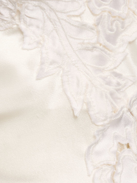 Ermanno Scervino: Embroidered satin long dress - White - women_4 | Luisa Via Roma