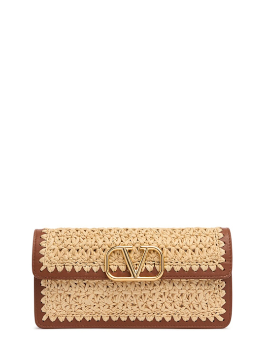 Valentino Garavani: Vlogo Signature raffia effect wallet - women_0 | Luisa Via Roma