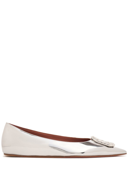 Amina Muaddi: 5mm Camelia mirror leather ballerinas - women_0 | Luisa Via Roma