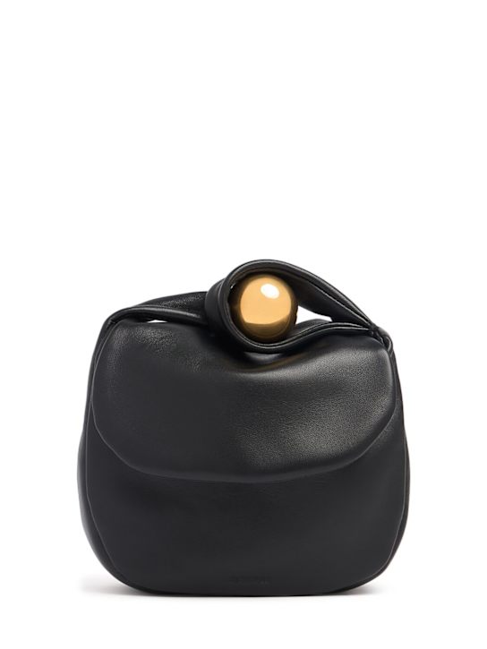 Jil Sander: Sphere soft leather pouch - Black - women_0 | Luisa Via Roma