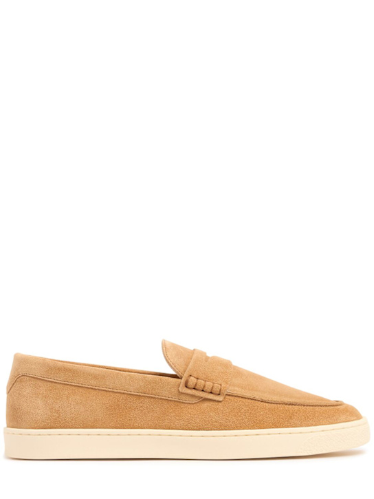 Brunello Cucinelli: Suede loafers - Biscotto - men_0 | Luisa Via Roma
