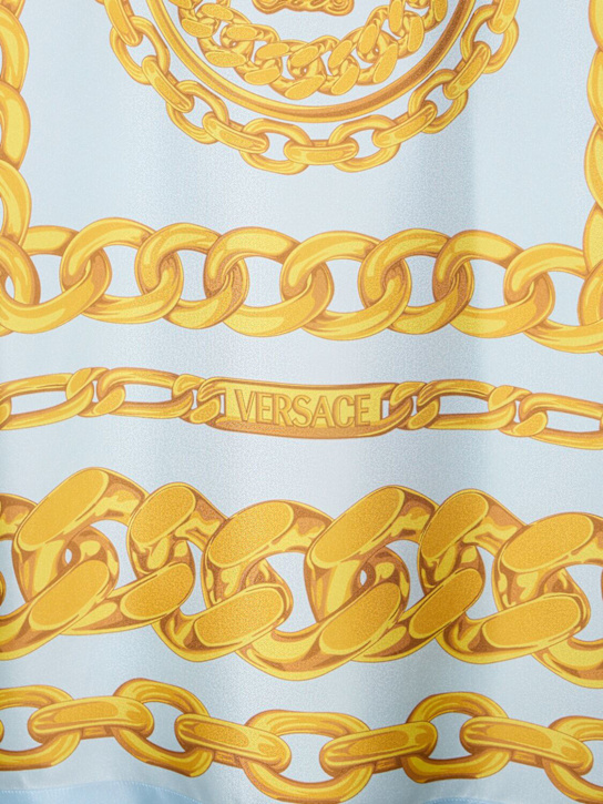 Versace: Medusa chain print silk shirt - Pastel Blue/Gol - men_4 | Luisa Via Roma