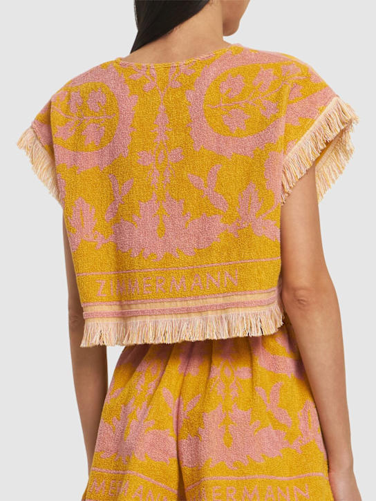 Zimmermann: Wylie法式毛圈布短款上衣 - Mustard/Pink - women_2 | Luisa Via Roma