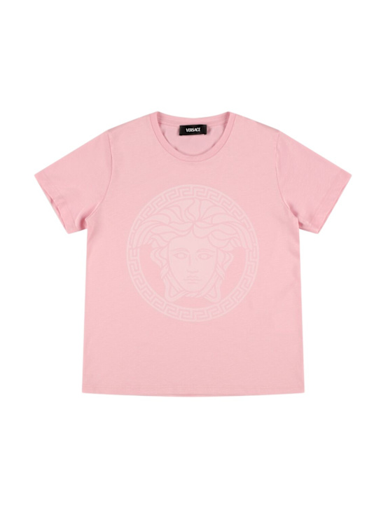 Versace: コットンジャージーTシャツ - kids-girls_0 | Luisa Via Roma