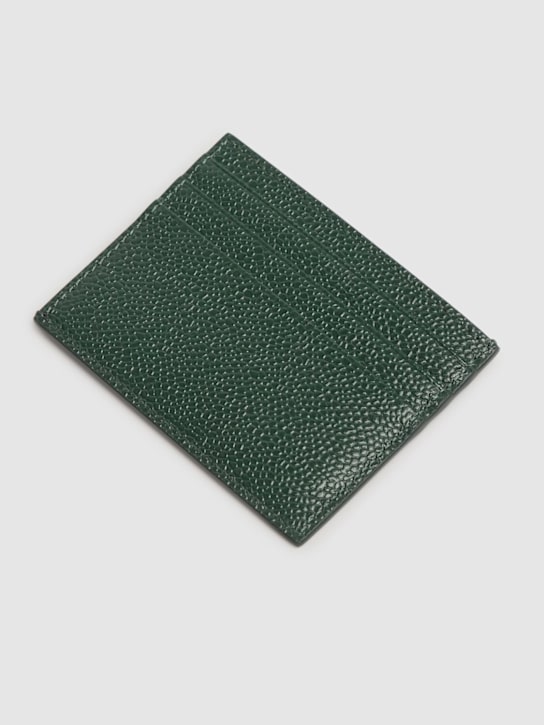 Thom Browne: Pebble grained leather card holder - Green - men_2 | Luisa Via Roma