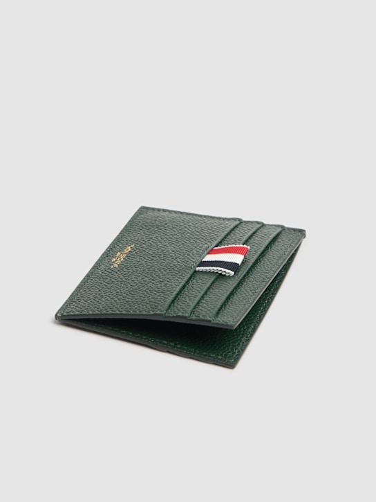 Thom Browne: Pebble grained leather card holder - Green - men_1 | Luisa Via Roma
