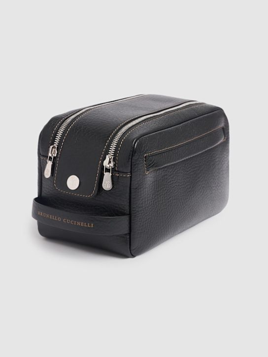 Brunello Cucinelli: Leather toiletry bag - men_1 | Luisa Via Roma