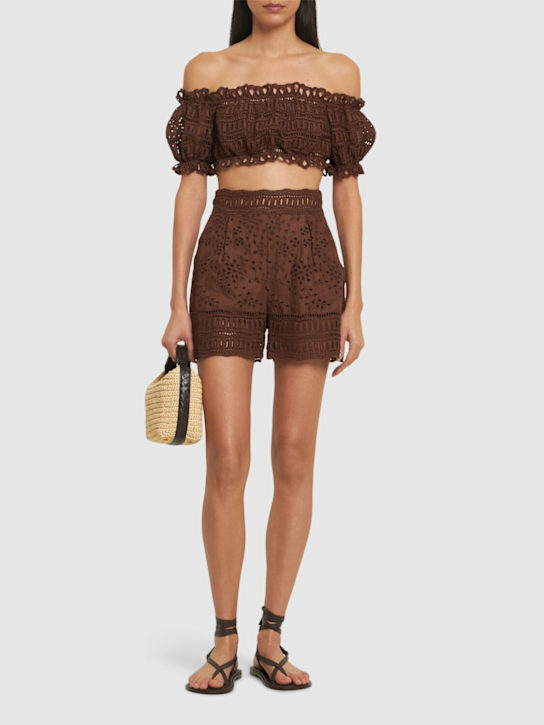 Ermanno Scervino: Cotton blend off-shoulder crop top - women_1 | Luisa Via Roma