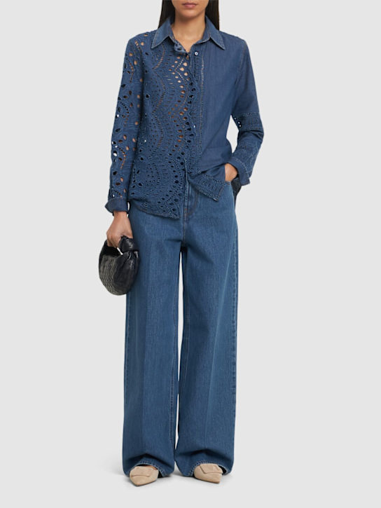 Ermanno Scervino: Camicia in denim e pizzo Sangallo - women_1 | Luisa Via Roma