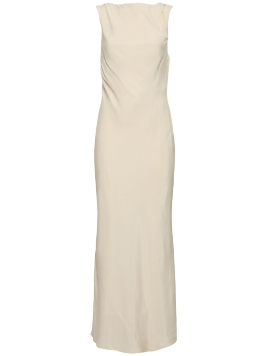 St. Agni: Draped cowl midi dress - White - women_0 | Luisa Via Roma