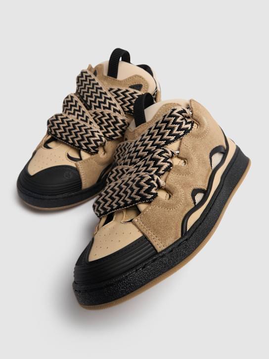 Lanvin: Curb leather lace-up sneakers - kids-girls_1 | Luisa Via Roma