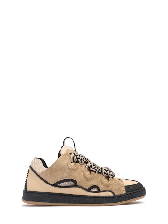 Lanvin: Curb leather lace-up sneakers - kids-girls_0 | Luisa Via Roma