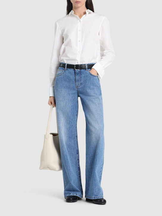 The Row: Eglitta wide cotton denim jeans - women_1 | Luisa Via Roma