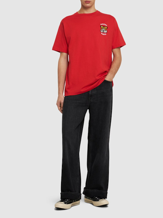 Kenzo Paris: Verdy embroidered cotton t-shirt - Deep Orange - men_1 | Luisa Via Roma