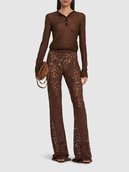 Ermanno Scervino: Cotton blend lace flared pants - women_1 | Luisa Via Roma