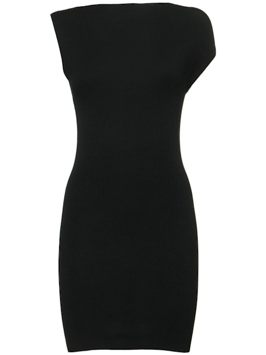 St. Agni: Asymmetric knit mini dress - Black - women_0 | Luisa Via Roma