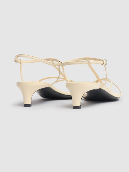 Jil Sander: 35mm Leather T-bar sandals - Off White - women_4 | Luisa Via Roma