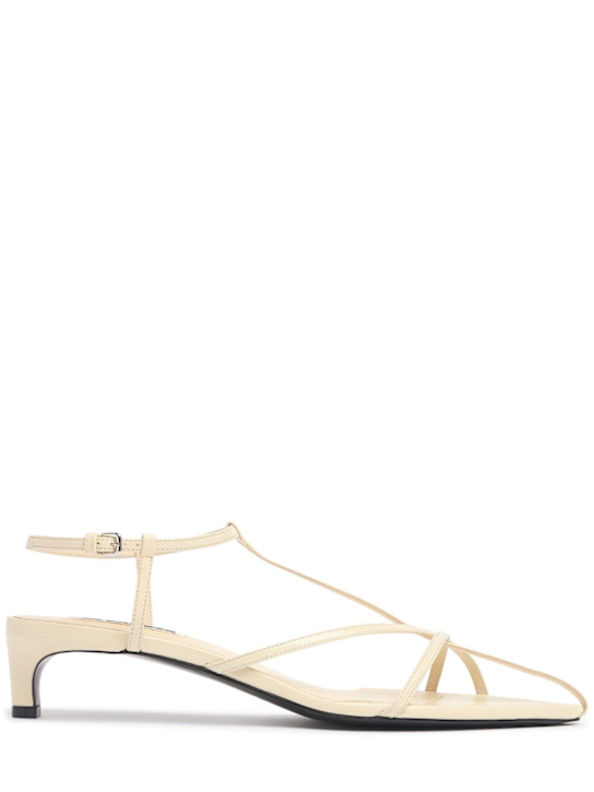 Jil Sander: 35mm Leather T-bar sandals - Off White - women_0 | Luisa Via Roma