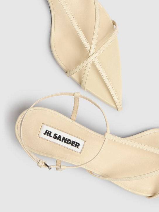 Jil Sander: 35mm Leather T-bar sandals - Off White - women_3 | Luisa Via Roma