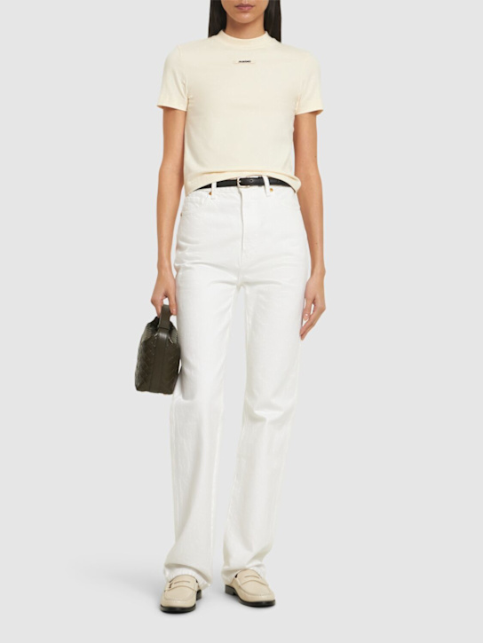 Jacquemus: Le Tshirt Gros Grain cotton t-shirt - Light Beige - women_1 | Luisa Via Roma