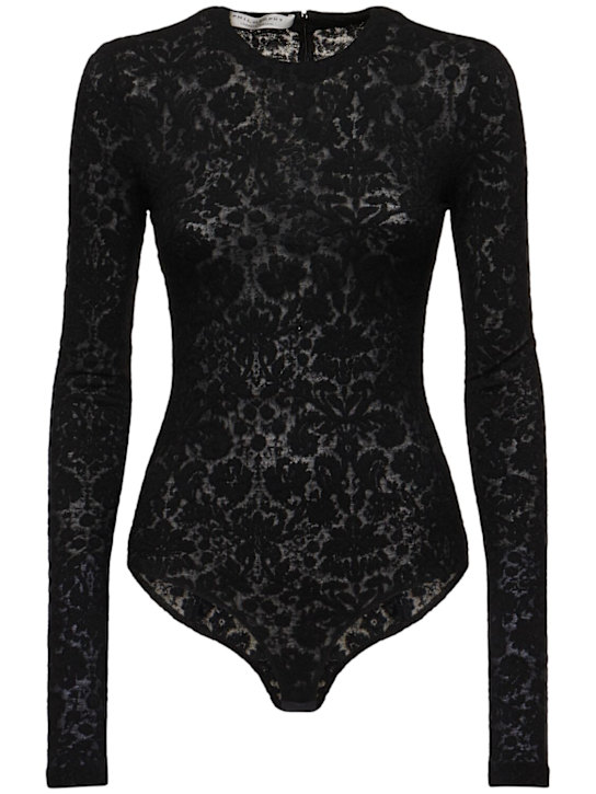 Philosophy Di Lorenzo Serafini: Long sleeve lace bodysuit - Black - women_0 | Luisa Via Roma