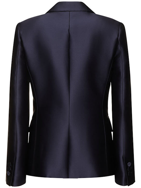 Alberta Ferretti: Mikado single breast blazer - Navy - women_4 | Luisa Via Roma
