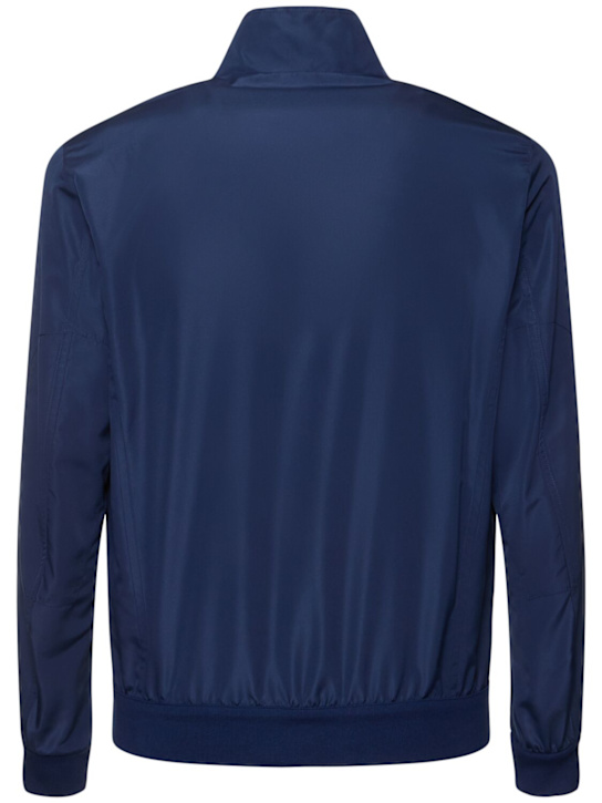 Kiton: Zipped nylon bomber jacket - Blue - men_3 | Luisa Via Roma