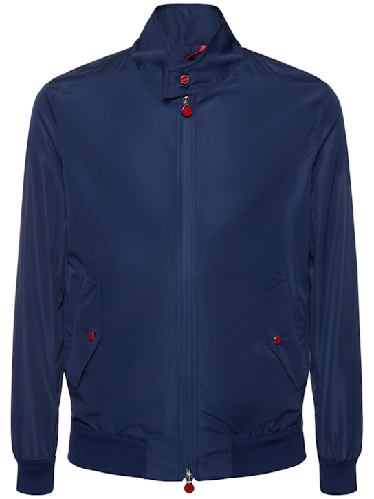 Kiton: Zipped nylon bomber jacket - Blue - men_0 | Luisa Via Roma