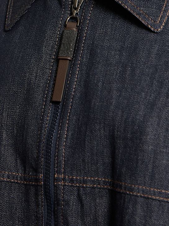 Brunello Cucinelli: Padded denim bomber jacket - Blue - women_4 | Luisa Via Roma