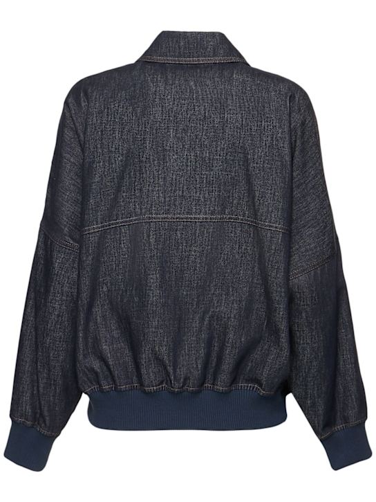 Brunello Cucinelli: Padded denim bomber jacket - Blue - women_3 | Luisa Via Roma