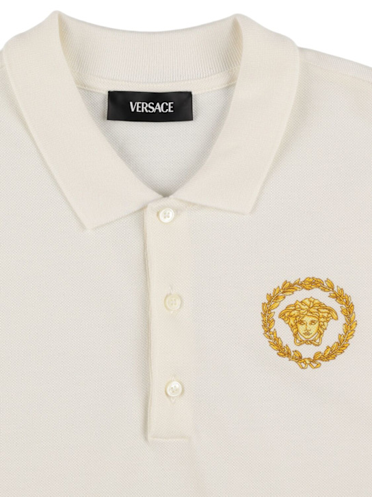 Versace: Embroidered cotton piqué polo shirt - kids-boys_1 | Luisa Via Roma