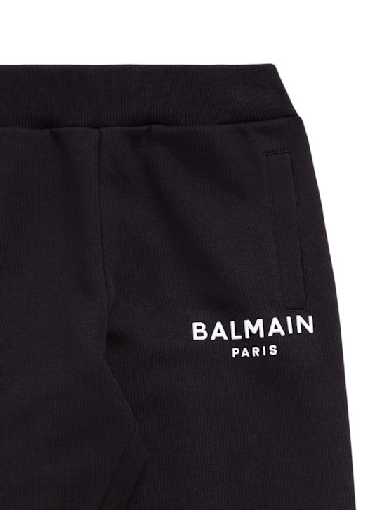 Balmain: Cotton sweatpants w/logo - Black - kids-boys_1 | Luisa Via Roma