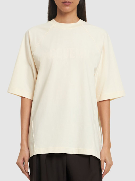 Jacquemus: Le t-shirt typo jacquemus logo T恤 - 浅米黄色 - women_2 | Luisa Via Roma