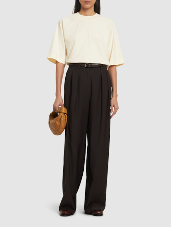 Jacquemus: Le t-shirt typo jacquemus logo T恤 - 浅米黄色 - women_1 | Luisa Via Roma