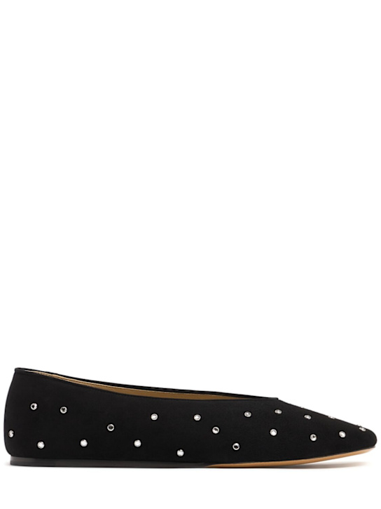 Le Monde Beryl: 10mm Regency studded suede ballerinas - Black - women_0 | Luisa Via Roma