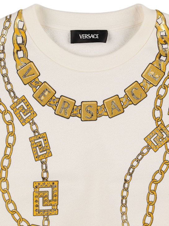 Versace: Felpa in cotone stampato - kids-girls_1 | Luisa Via Roma