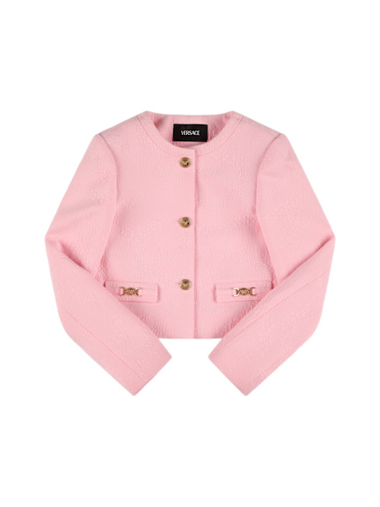 Versace: Giacca in cotone jacquard - Rosa - kids-girls_0 | Luisa Via Roma