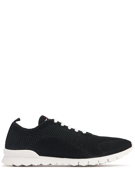 Kiton: Kitted low sneakers - Black - men_0 | Luisa Via Roma