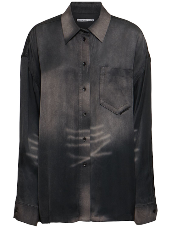 Alexander Wang: Oversize button down shirt - Grey/Beige - women_0 | Luisa Via Roma