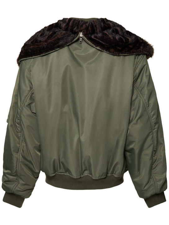 Balenciaga: Hooded nylon bomber jacket - Khaki - men_4 | Luisa Via Roma