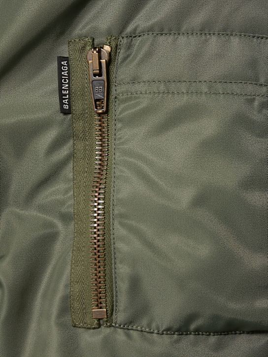 Balenciaga: Hooded nylon bomber jacket - Khaki - men_5 | Luisa Via Roma