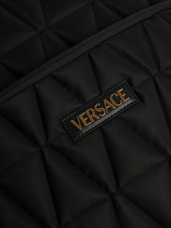 Versace: Logo nylon backpack - Black - men_3 | Luisa Via Roma