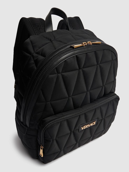 Versace: Logo nylon backpack - Black - men_2 | Luisa Via Roma