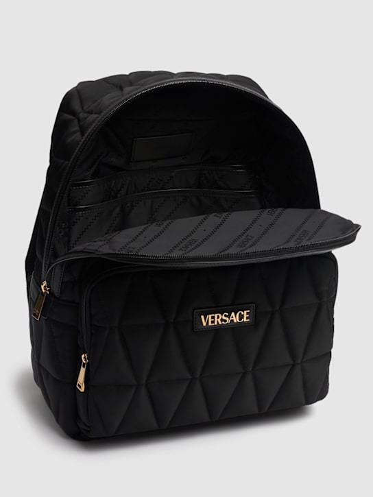 Versace: Logo nylon backpack - Black - men_5 | Luisa Via Roma