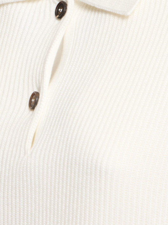 Brunello Cucinelli: 罗纹棉质针织POLO衫 - 象牙色 - women_4 | Luisa Via Roma